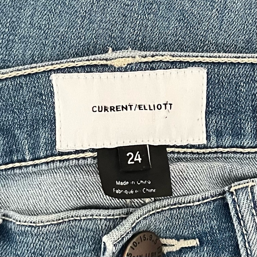 Current Elliott Women's Denim Jeans Size 24 Blue Skinny Mid Rise Split Hem - Picture 6 of 6
